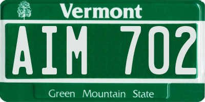 VT license plate AIM702