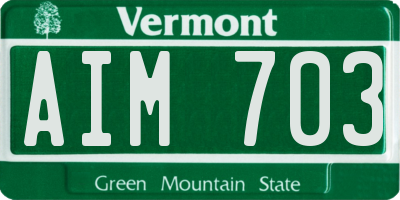 VT license plate AIM703