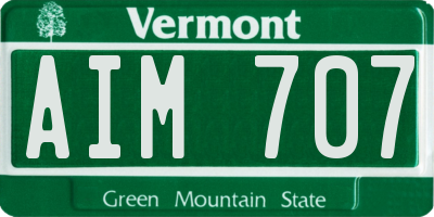 VT license plate AIM707