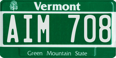 VT license plate AIM708