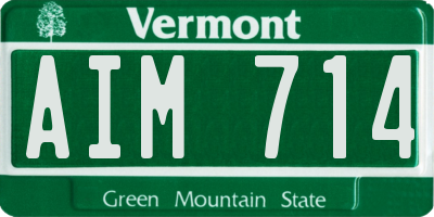VT license plate AIM714