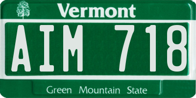 VT license plate AIM718