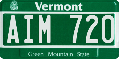 VT license plate AIM720