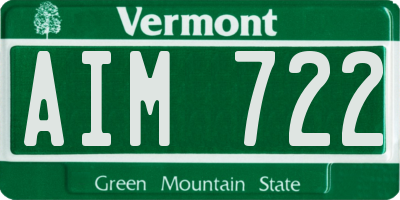 VT license plate AIM722