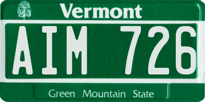 VT license plate AIM726