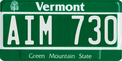 VT license plate AIM730