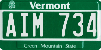 VT license plate AIM734