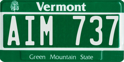 VT license plate AIM737