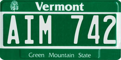 VT license plate AIM742