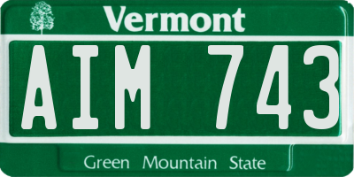 VT license plate AIM743