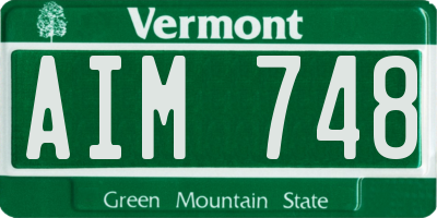 VT license plate AIM748
