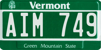 VT license plate AIM749