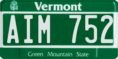 VT license plate AIM752