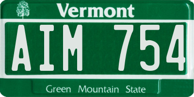 VT license plate AIM754