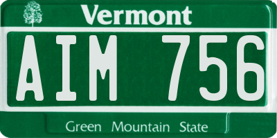VT license plate AIM756