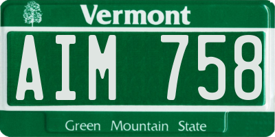 VT license plate AIM758
