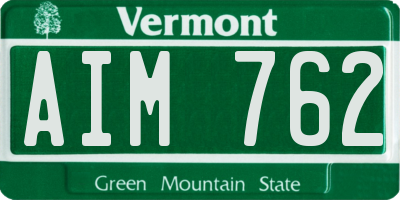 VT license plate AIM762
