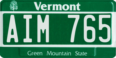 VT license plate AIM765