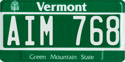 VT license plate AIM768