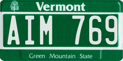 VT license plate AIM769