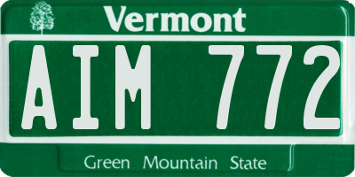 VT license plate AIM772