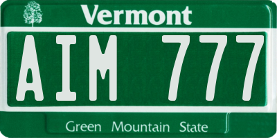 VT license plate AIM777