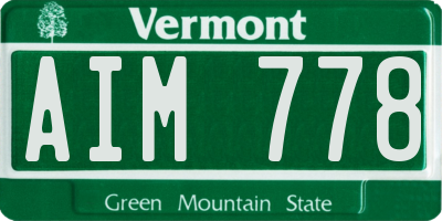 VT license plate AIM778