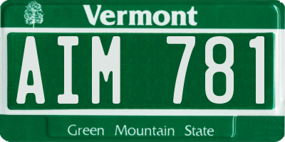 VT license plate AIM781