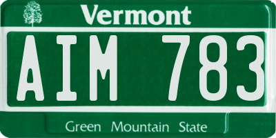 VT license plate AIM783