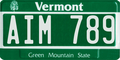 VT license plate AIM789