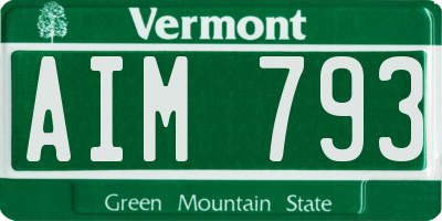 VT license plate AIM793