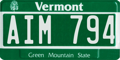 VT license plate AIM794