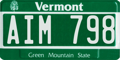 VT license plate AIM798
