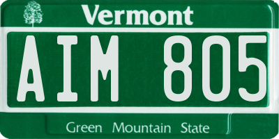 VT license plate AIM805