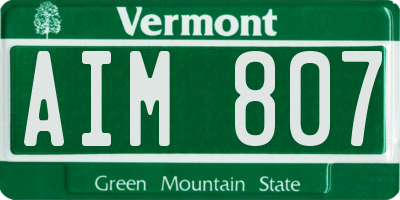 VT license plate AIM807