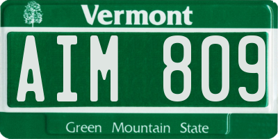 VT license plate AIM809