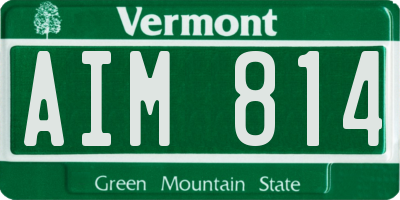 VT license plate AIM814