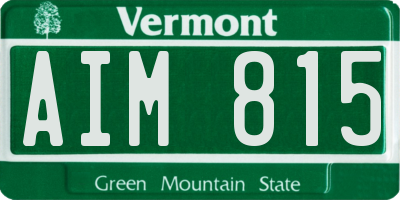 VT license plate AIM815