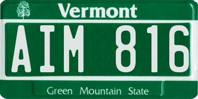 VT license plate AIM816
