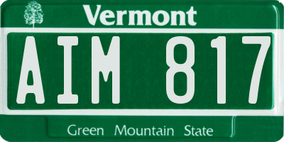 VT license plate AIM817