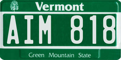 VT license plate AIM818