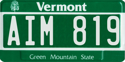 VT license plate AIM819