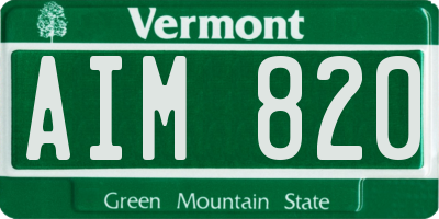 VT license plate AIM820
