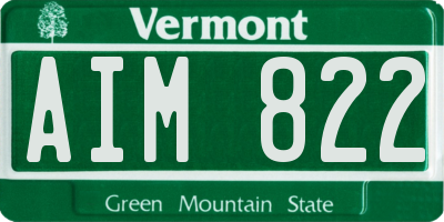 VT license plate AIM822