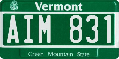VT license plate AIM831