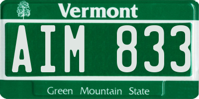 VT license plate AIM833