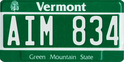 VT license plate AIM834