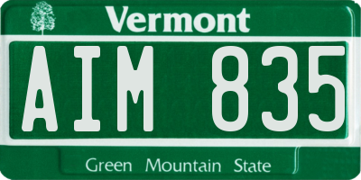 VT license plate AIM835