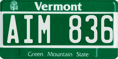 VT license plate AIM836