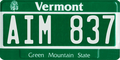 VT license plate AIM837